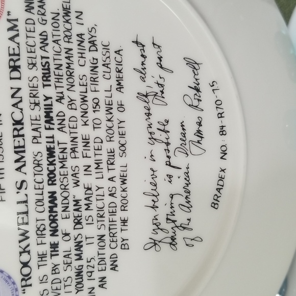 P2e - Knowles Norman Rockwell "A Young Man's Dream" 1986 LE Collector's Plate - Picture 6 of 9